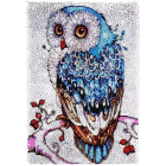 Latch Hook Kits for Kids and Adults, Elegant Owl | Carpet Making Crochet Kits Embroidery Kits Needlework Crafts for Home Decor, 60X42CM