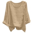 thumbnail image 4 of Paiwinds Women's Solid Color Linen Button Down Top Casual Long Sleeve Shirt with Side Pockets and Scoop Neck Lightweight Loose Blouse for Summer, 4 of 9