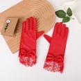 thumbnail image 5 of Mightlink 1 Pair Women Prom Gloves,Full Finger Gloves for Bride,See-through Lace Bow Decor Hollow Out Fishnet Ruffle Edge Gloves, 5 of 8