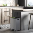 thumbnail image 4 of GIANNA Trash Can with Lid, 2 x 8 Gallon Garbage Can, Soft-Close Foot Peda, Removable Inner Bucket, For Home Kitchen Office, Silver, 4 of 6