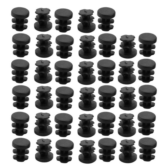 40pcs 10mm Black Round Plastic Plug Chair Table Stool Leg Cap Cover Protector