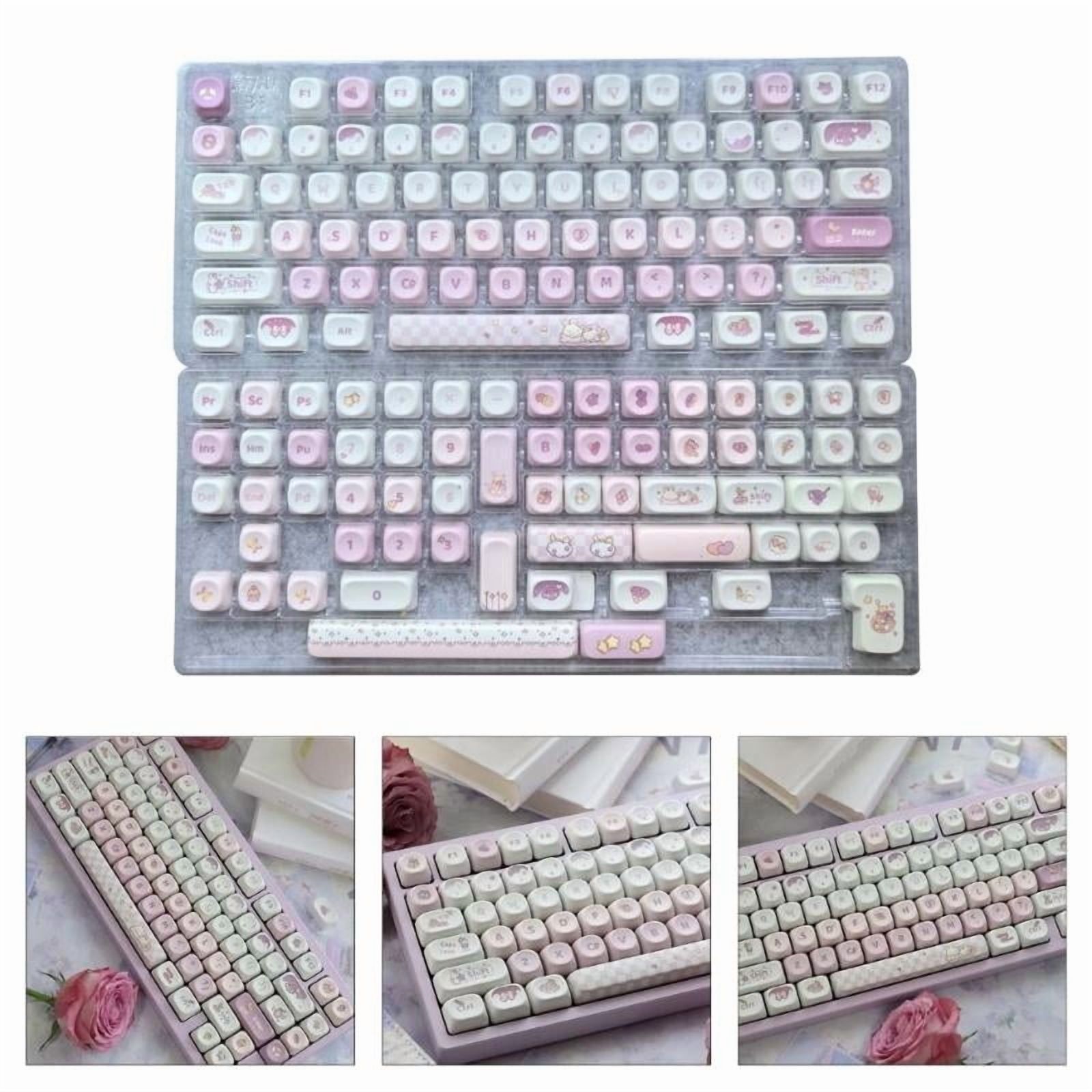 Cute Purple Rabbit Gradients Keycap MOA Profile 136Keys Small Tilt Thermal Sublimation Mechanical Keyboards Customization