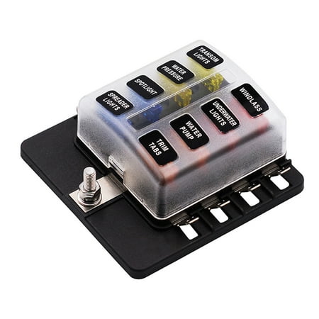 

NUOLUX 12-30V 1 in 8 Out Car RV Fuse Box Base Insurance Insert PC Terminal Block Black