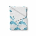 thumbnail image 2 of Sea Animals Soft Flannel Fleece Throw Blanket, Aquatic Dolphin Leaf Ornamentals Abstract Artwork Playful Fish, Cozy Plush for Indoor and Outdoor Use, 50" x 70", Blue White, by Ambesonne, 2 of 6