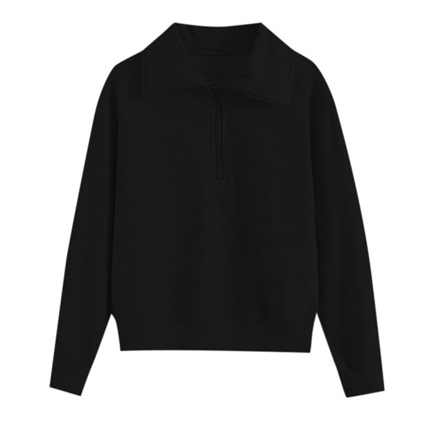 WEAIXIMIUNG Sweatshirts à Col Rond pour Femmes Graphique Automne Demi-Zip Hoodie Manches Longues Col Large