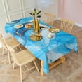 thumbnail image 3 of Blue Marble Gold Swirl Pattern Rectangle Tablecloth 60"x102",Waterproof Polyester Rectangle Table Cloth, Wipeable Spillproof Polyester Tablecloth for Dining, Camping, Indoor and Outdoor, 3 of 6
