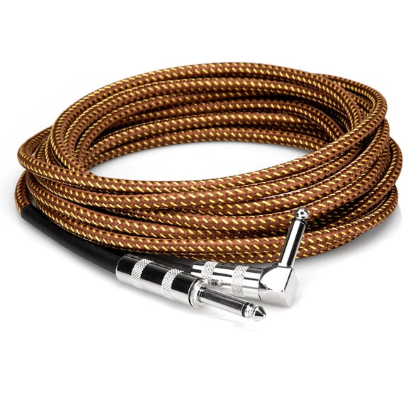 Hosa Tweed Guitar Cable Straight to R-Angle 18FT  [PROFESSIONAL AUDIO]