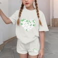 thumbnail image 4 of CYRBOKO Outfit Sets for Girls, 2-piece Elastic Waist Stretchy Short Sleeve Graphic T-shirts with Shorts White Size 10-12 T, 4 of 6