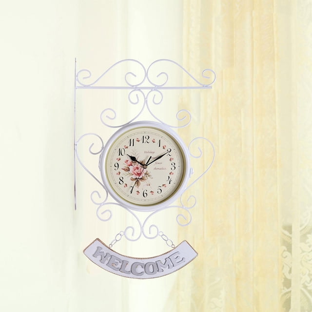 Reloj de pared nórdico de doble cara perfecl Metal de hierro Blanco