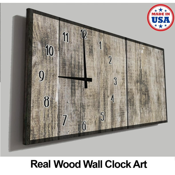 Rustic Wood Wall Clock Distressed Wooden Planks Wall Clock Art