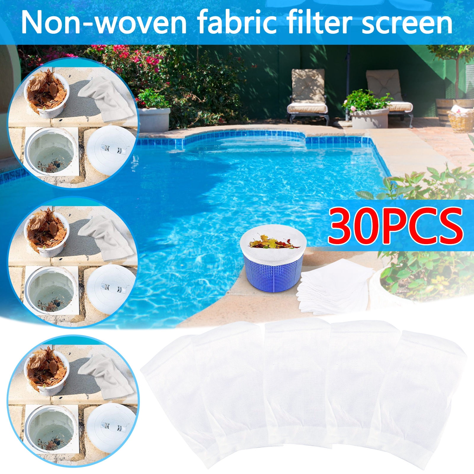 Swimming Pool Round Anticlogging Filter Leaves Grass Hair Scum Debris