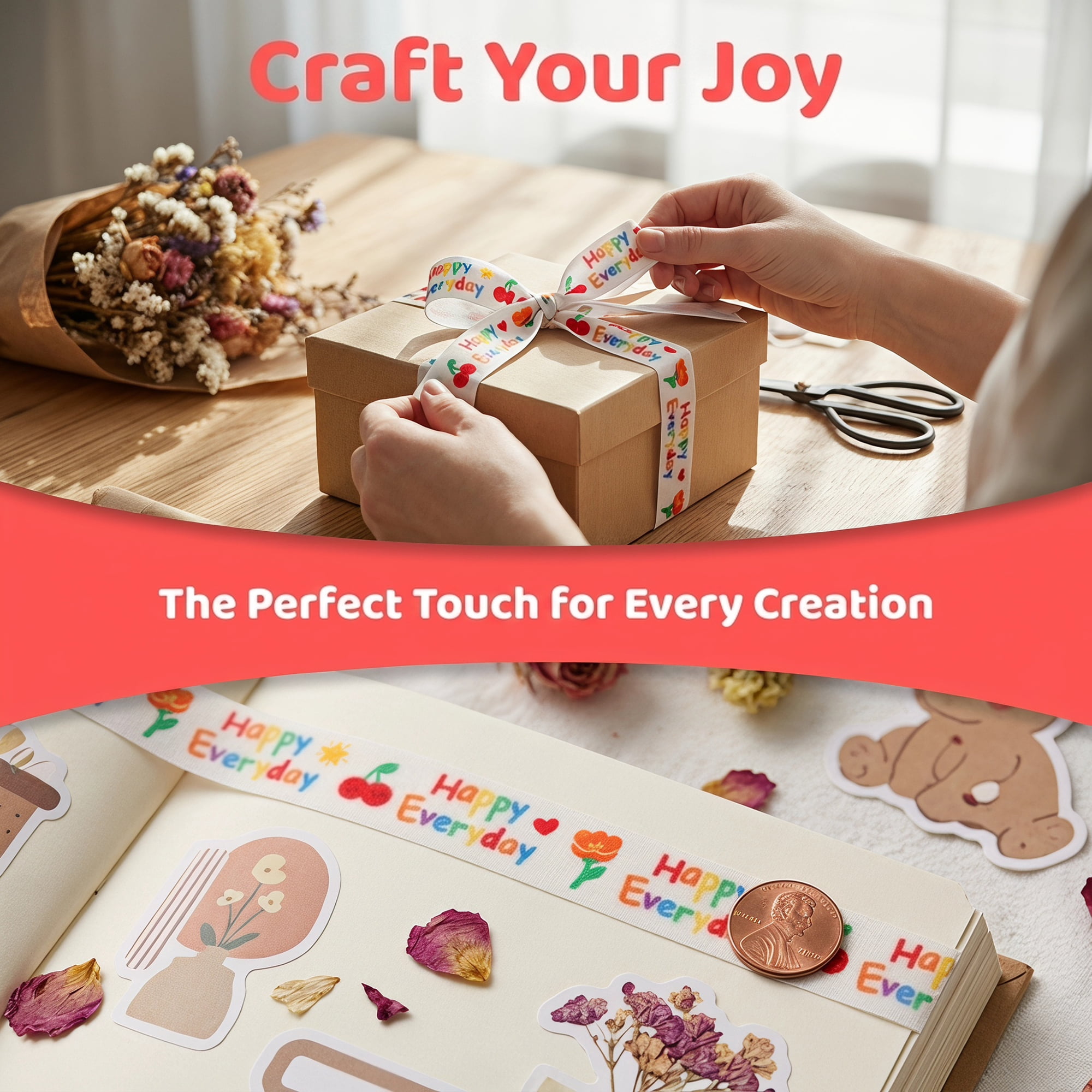 Unique Bargains Vibrant Fabric Cartoon Ribbon for Creative Gift Wrapping Projects Letter