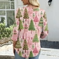 thumbnail image 4 of Women's Casual Fashion Christmas Print 3/4 Sleeve Top, Holiday Graphic Tee, Stylish Blouse for Fall Winter Seasonal Wear,Pink,M, 4 of 7