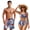 250 Years Tie Dye, variant on Blue Palm Trees Matching Couples Swimsuits Women Bikini Sets 2 Piece Wrap Front Crisscross Tie Back Bathing Suit Mens Swim Trunks Surfing Board Shorts, Drawstring Closure