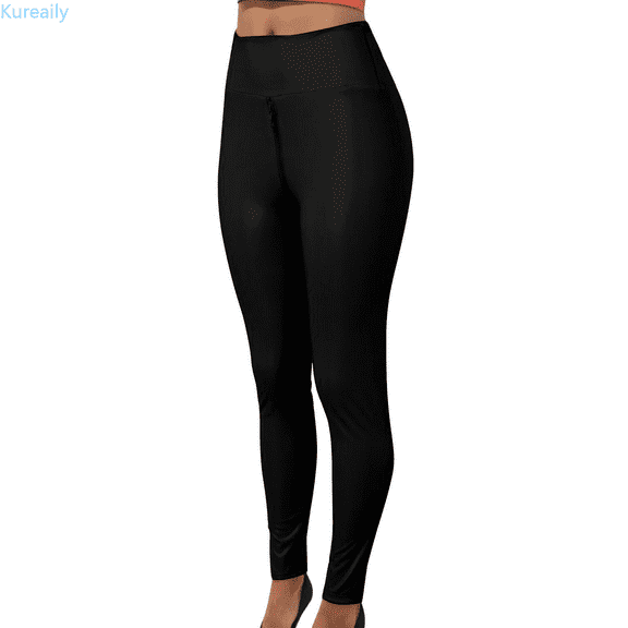 Kureaily Women Matte pc leather open-crotch pants for ladies Work Casual Pants