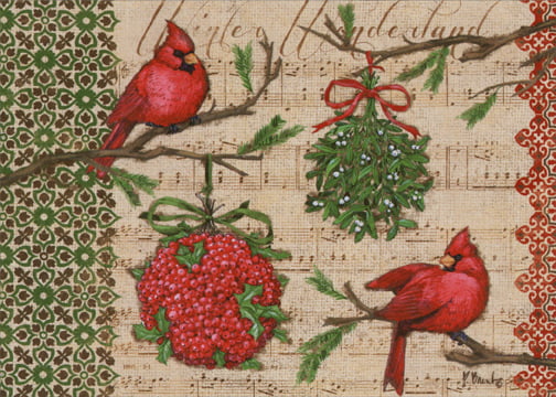 LPG Greetings Winter Wonderland Cardinals Box of 18 Paul Brent Christmas Cards 