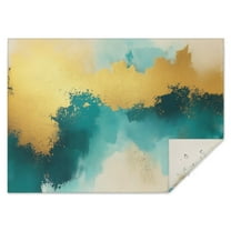 Teal and Gold Marble Abstract Waves Pattern Rectangle Tablecloth 60"x84",Waterproof Polyester Rectangle Table Cloth, Wipeable Spillproof Polyester Tablecloth for Dining, Camping, Indoor and Outdoor