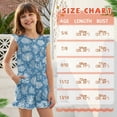 thumbnail image 6 of ZIATUBLES Girls Summer Casual Romper Button Round Neck Playsuit Outfit for Girl Kids 11-12 Y, Ruffle Sleeve Elastic Waist Design One-Piece Short Jumpsuit, Coral Reef Blue Print, 6 of 6