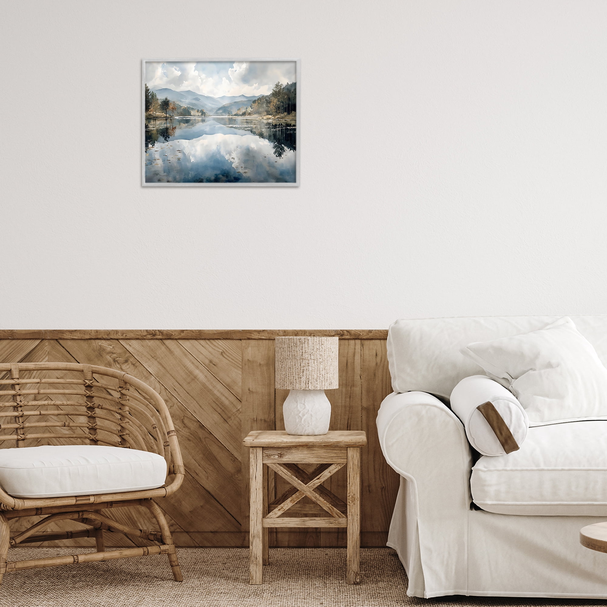 Stupell Industries Nature's Reflection on Mountain Lake Gray Framed Giclee Art, design by Franklyn Gregory