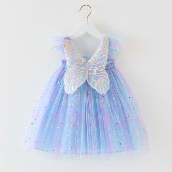 Huowey Toddler Girls Tutu Dresses Sleeveless Spaghetti Strap Floral Embroidery Tulle Tutu Princess Dresses For Holiday Wedding Party ,Blue,12-18 Months