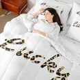thumbnail image 2 of jejeloiu Jungle Cheetah Pattern 7-Piece Bedding Comforter Set,Lucky Letter Print King Bedding Sets For Men Women Reversible, 2 of 8