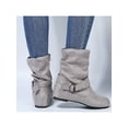 thumbnail image 6 of SIMANLAN Women Boots Mid Calf Buckle Strap Side Zip Autumn Winter Boots Womens Casual Shoes Gray 7, 6 of 7