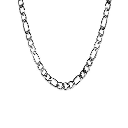 8mm Shell Necklace - Stainless Steel Polished Figaro Chain Necklace (8mm) - 24