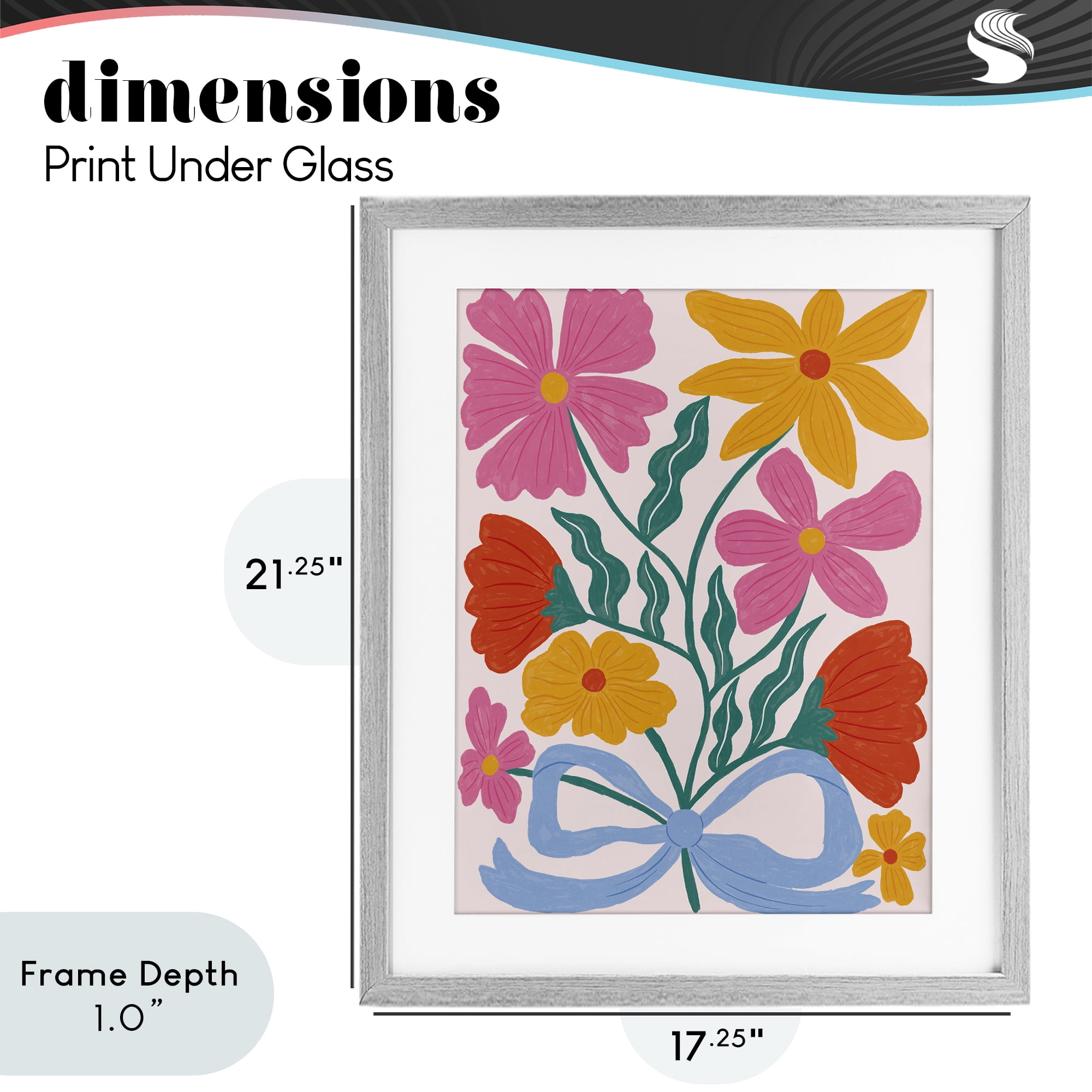 Stupell Industries Mid Century Fresh Florals Gray Framed Print Under Glass, design by Lisa Barlow