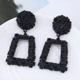 thumbnail image 2 of Pendientes colgantes grandes con forma de cuadrado geométrico hueco, de metal, estilo punk, bohemio, con diseño texturizado en relieve, para mujer, a la moda, 2 of 5