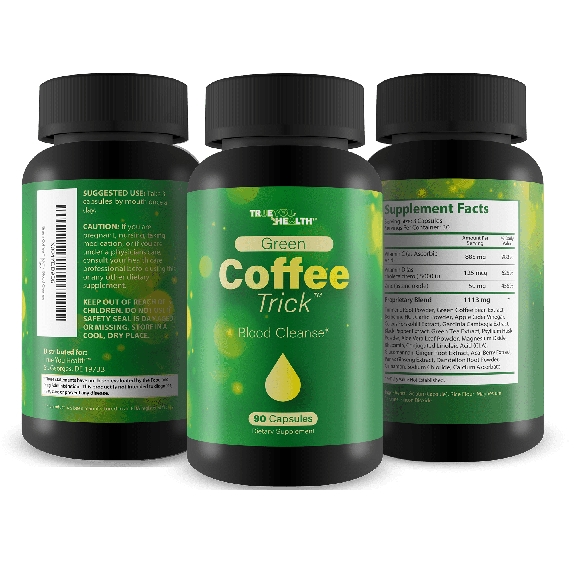 Green Coffee Trick Detox Cleanse - Green Coffee Bean Extract, Turmeric, Green Tea Extract, Garcinia Cambogia Extract & More - Supercharge Your Gut with This Herbal Colon Cleanse, Meta Balance Support