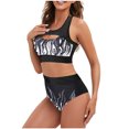 thumbnail image 1 of WREESH Women Black Print Swimsuit Bikini Set Two Piece Suit, 1 of 8