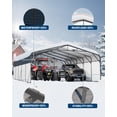 thumbnail image 3 of 20x25 FT Heavy Duty Metal Carport - Outdoor Portable Garage Shelter - Galvanized Steel Roof, Removable PE Sidewalls, Reinforced Base, LED Light - for Cars, Trucks, Boats, 3 of 7