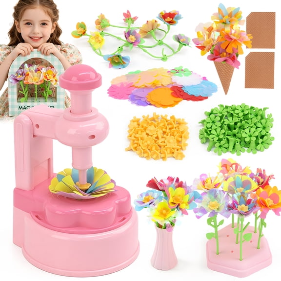 CandWuom Flower Craft Kits Toys for Kids, Arts and Crafts for Girls Ages 4-6-8, DIY Flower Making Kit for Kids, Art Craft Activity Toys, Birthday Gifts for 4 5 6 7 8 9 Year Old Girls