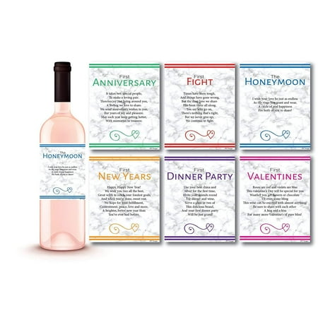 Engagement Party Gifts Marble Wedding Milestones Wine Bottle Labels or Sticker Gifts, Bridal Shower Gifts, For Two Grooms & Two Brides, New Couple Gifts, Bachelorette Engagement Party Present, Unique Gifts, Decorations ()