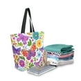 thumbnail image 2 of Open Top Canvas Tote Bag with Zipper Reusable Shopping Bag 13.5x15" Roomy Carryall Vibrant and Lively Butterflies, 2 of 9