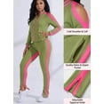 thumbnail image 2 of Women's 2 Piece Tracksuit Set Sexy Cold Shoulder Full Zip Jacket and Split Hem Jogger Pants Outfits S-2XL, 2 of 8