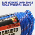 thumbnail image 3 of Wellmax Diamond Braid Nylon Rope, 1/2in X 100FT with Bonus 1/4in x25FT Cord UV Resistant, High Strength and Weather Resistant, 3 of 8