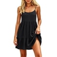 thumbnail image 3 of Tqcoqu Women's Adjustable Spaghetti Strap Backless Dresses,Tiered Ruffle Mini Dress with Pockets,Black Women's S-XXL, 3 of 7