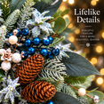 thumbnail image 6 of 24 Inch Artificial Christmas Wreath with Blue Berries, Frosted Greenery, Pinecones and Navy Bow, Outdoor Holiday Wreath with Hanging Hook for Front Door, Wall or Mantel, 6 of 10