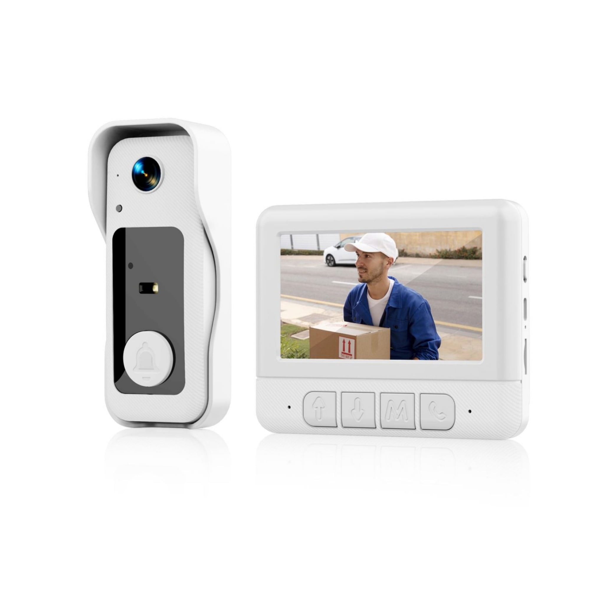 Visual smart doorbell with 4.3-inch color display, 0.3 megapixel camera for home security