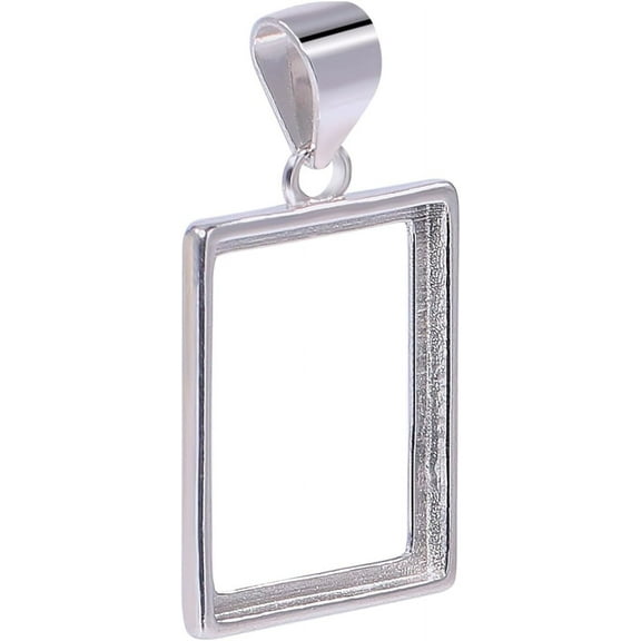 925 Sterling Silver Open Blank Pendant Tray Setting Jewelry Findings Pendant Base Gemstone Support for Pendant Jewelry Necklace Making 20×13.5mm 1set