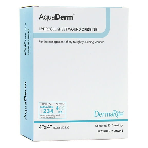 AquaDerm Hydrogel Wound Dressing Sterile Square 00324E, 10 Ct