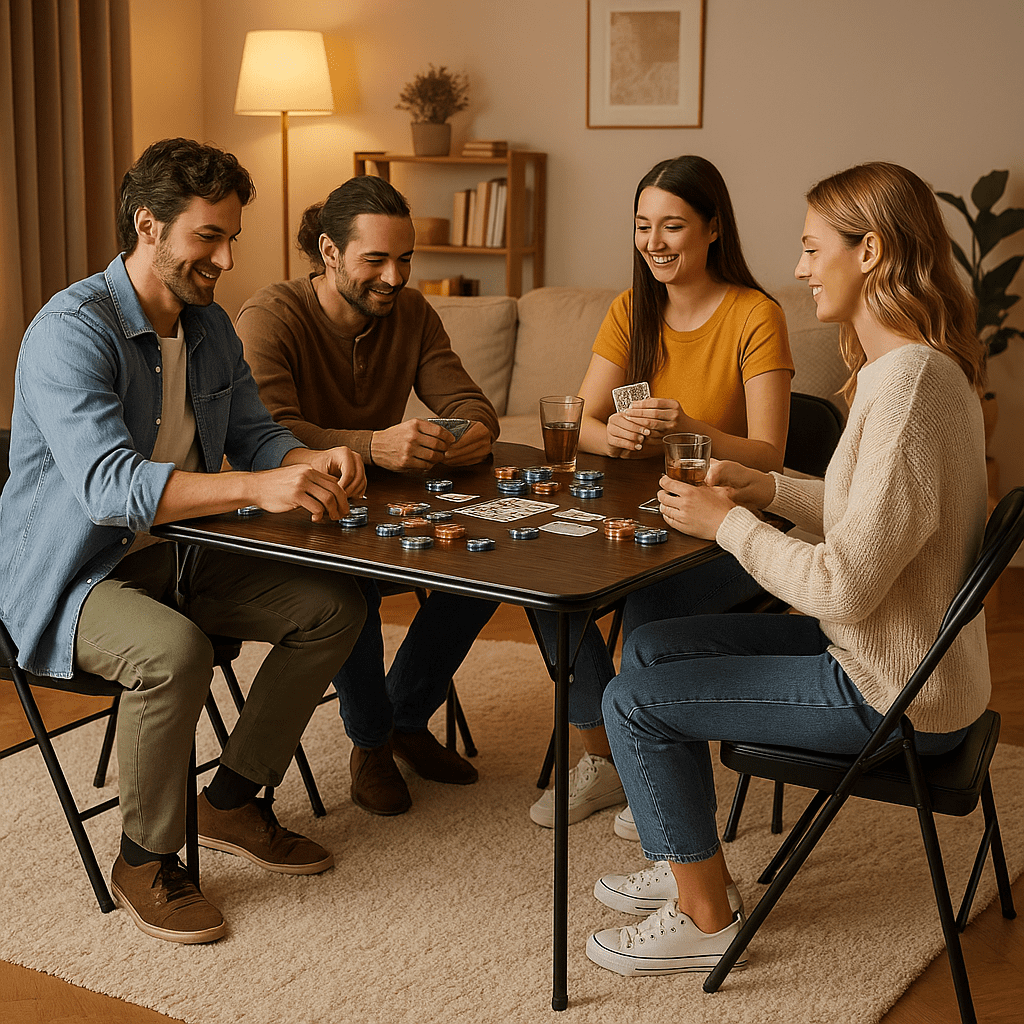 Homy Casa 34" Game Card Table, Portable Folding Table for Poker, Puzzles, Parties, Walnut
