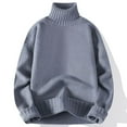 thumbnail image 2 of Rohuuque Fall Trendy Swearter for Men Solid Color Mock Neck Sweater Long Sleeve Relaxed Fit Loose Winter Thermal Pullover Gray, 2 of 3