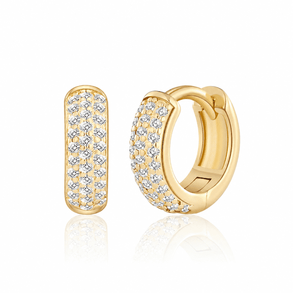 VEEDOFA 14K Gold Plated Huggie Hoop Earrings for Women, 5A CZ, 8/12/16/20mm,jewelry gift