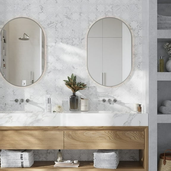 Elysian 10 x 10 in. Honed Warm White Marble Mosaic Star and Cross Wall and Floor Tile (3.54 sq ft/case) - 5 Pack