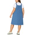 thumbnail image 3 of Agnes Orinda Women's Plus Overall Dresses Frayed Adjustable Strap Irregular Hem Denim Dress, 3 of 7