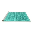 thumbnail image 2 of Ahgly Company Machine Washable Indoor Square Abstract Turquoise Blue Contemporary Area Rugs, 5' Square, 2 of 4