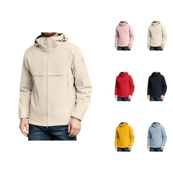 Rain Jackets for Men 2025 Windproof Waterproof Lightweight Outdoor Zip Up Hooded Jacket with Pockets Windbreaker