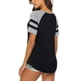 thumbnail image 2 of Women's V Neck Raglan Short Sleeve Shirts Casual Blouses Baseball Tshirts Top, 2 of 2